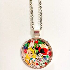 Alice In Wonderland Silver Pendant Necklace
